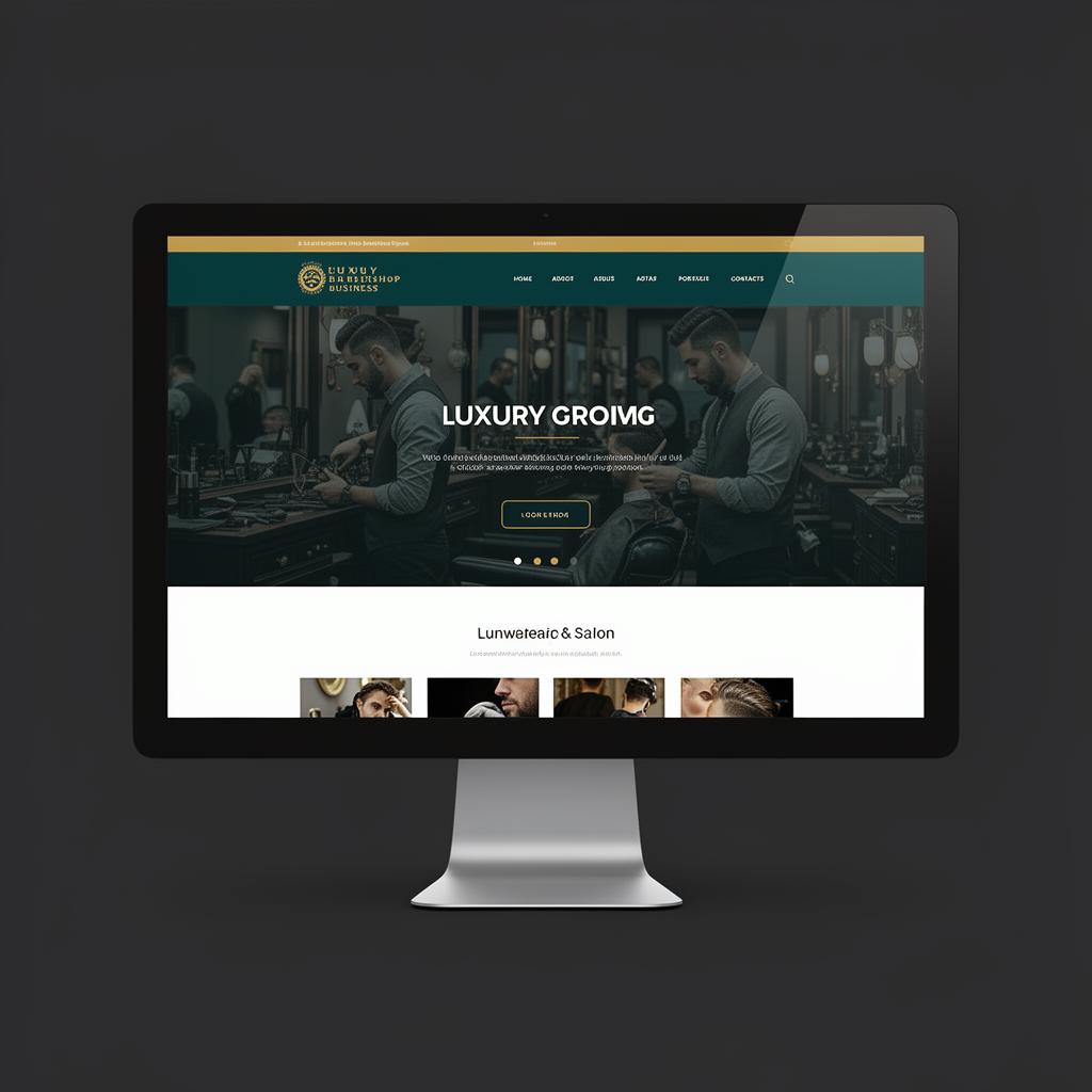 Barbershop and salon website design mockup